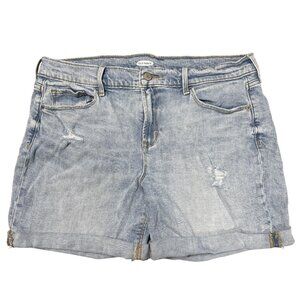 Old Navy Jean Shorts Womens 10 Blue Distressed Denim Boho Grunge Cuffed Stretch
